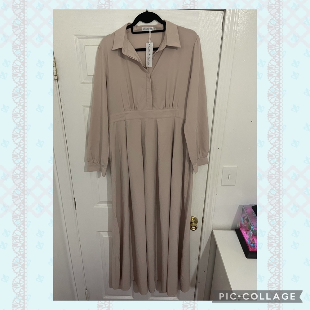 URBAN MODESTY Taupe Lattice Abaya Maxi Dress